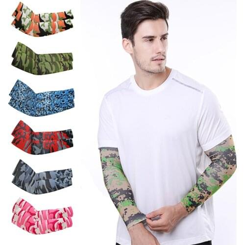 "1 Pair Arm Sleeves Sun Uv Protection Absorbent Printing Running Cycling Sleeves Cover Outdoor Cycling Running Cool Arm Sleeves