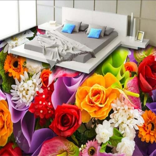 Beibehang Custom 3D wallpaper Beautiful HD Rose color flowers bathroom 3d flooring painting 3d flooring papier peint mural photo