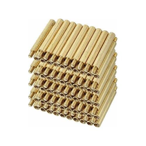 50pcs M2 20+3mm Male Thread Brass Round Standoff Spacer Screw PCB Pillar