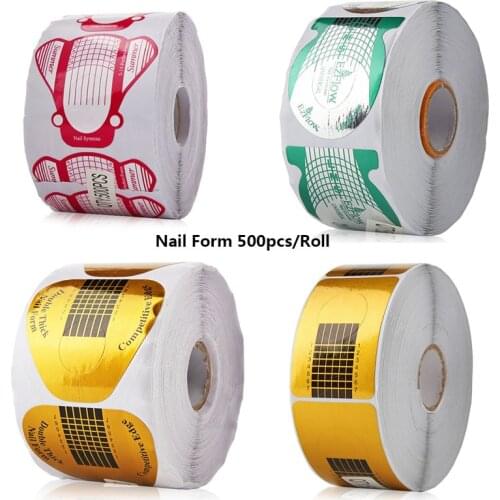 500pcs Professional Nail Forms Acrylic Curve Nails Gel Nail Extension Nail Art Guide Form Gold