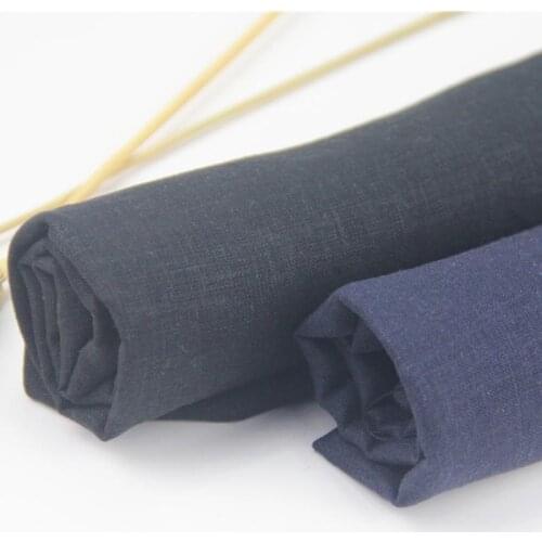 55% Viscose/45% Linen Solid Color BLACK DARK NAVY BLUE Fabric for DIY Handwork Craft Apparel Blouse Dress Cushion Pants Tissue