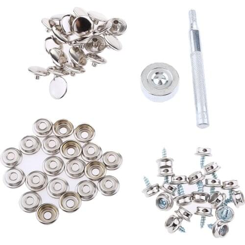 62Pcs Boat Canvas Fabric Snap Cover 3/8" Screw Button Socket Fastener Kit