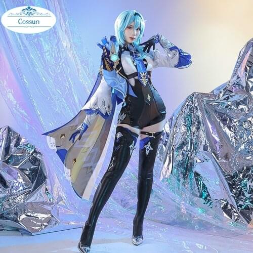 Anime! Genshin Impact Eula Game Suit Aestheticism Lovely Jumpsuits Uniform Cosplay Costume Halloween Party Outfit Women 2021 NEW