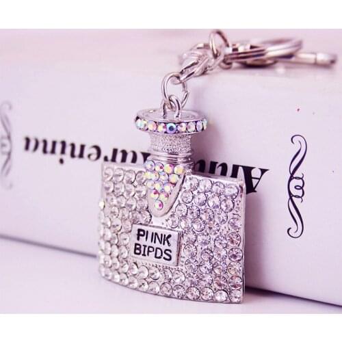 XDPQQ alloy silver perfume bottle keychain lady bag accessories metal pendant keychain small gift