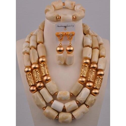 Real Coral Beads Nigerian Wedding Jewelry Sets Original Coral African Bridal Costume Party Jewelry Bride 21-E3-L3