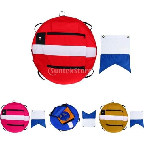 Freediving Buoy Inflatable Surface Marker Signal Float with Diver Down Flag for Technical Scuba Diving, Spearfishing, Snorkeling