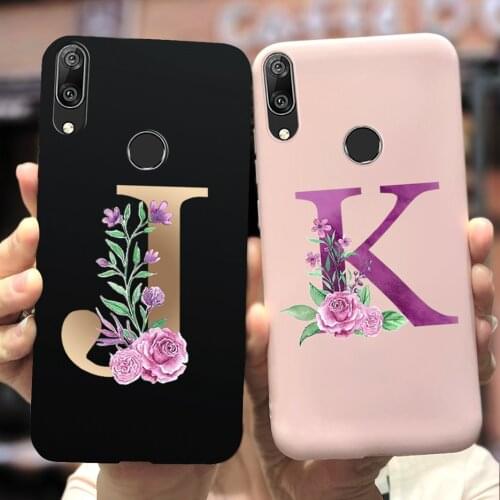 For Huawei Y7 2019 Case DUB-LX1 Luxury Name Letters Cover Fo r Huawei Y7 Prime 2019 DUB-LX3 Soft Slim Fundas Phone Bumper 6.26