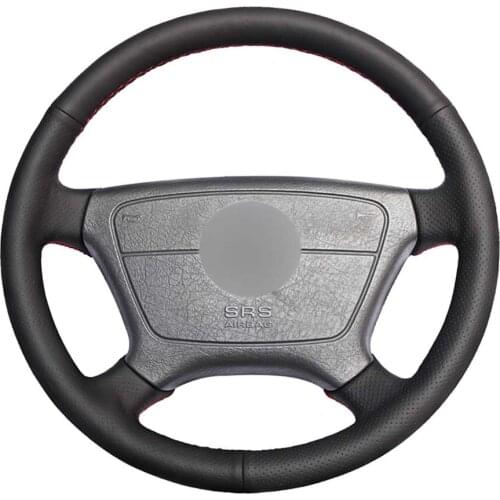 Yuji-Hong Black Leather Car Steering Covers Case for Mercedes Benz W210 E-Class E200 240 280 320 1995-2002 W140 S320 350 420