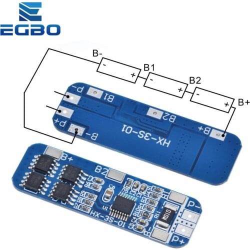 EGBO 3S 12V 18650 10A BMS Charger Li-ion Lithium Battery Protection Board Circuit Board 10.8V 11.1V 12.6V Electric