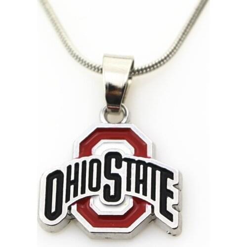 Hot Selling 10pcs Amercia Ohio State Necklace With 50cm Chains Necklace Jewelry Pendants US Sport Fun necklace Jewelry