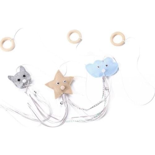 Legendog 1pc Cat Tassel Wand Toy Star Cloud Cat Bell Decor Cat Teaser Wand Kitten Interactive Toy Pet Supplies Cat Favors