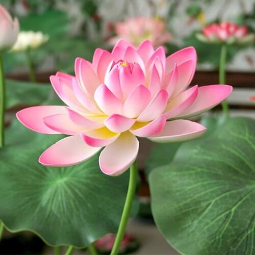 1 Bunch Artificial Lotus Water Lilys Silk Lotus Flower Leaves Pond Plants Ornament Home Garden Vase arrangment Table Hotel Decor