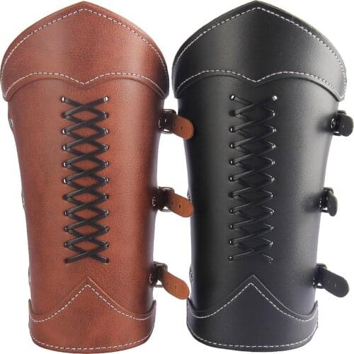 PU Leather Knights Archery Gauntlet Wristband Medieval Costume Bracer Wrist Guard Cosplay