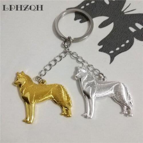 LPHZQH Fashion Boho Chic Cute Husky Dog Trendy Car Key Chain Women Handbag Pendant Charm Accessories Key Ring Jewelery Steampunk