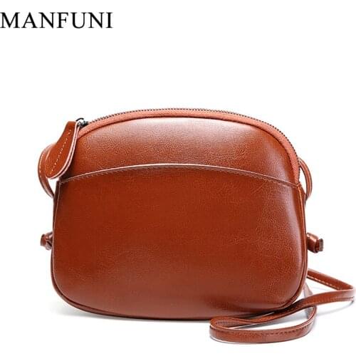 Fashion Women Messenger Bag Genuine Leather Soft Skin Shell Handbag Elegant Brown Shoulder Crossbody Bag Purse Lady Phone Bags