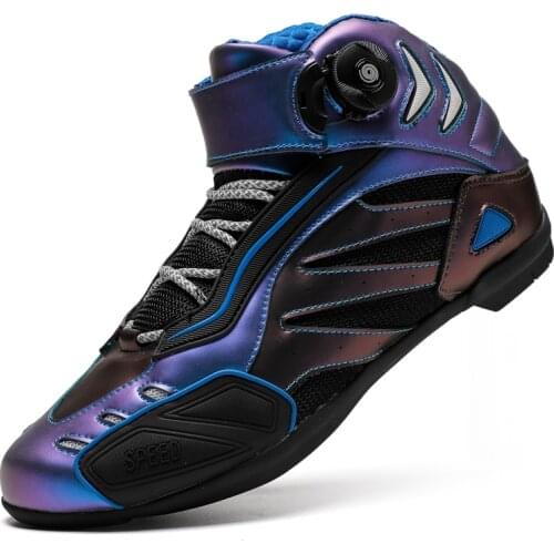 Motorcycle Boots Men Ankle Locomotive Motocross Racing Boots Off Road Bike Shoe Self-Locking Women Riding Boots