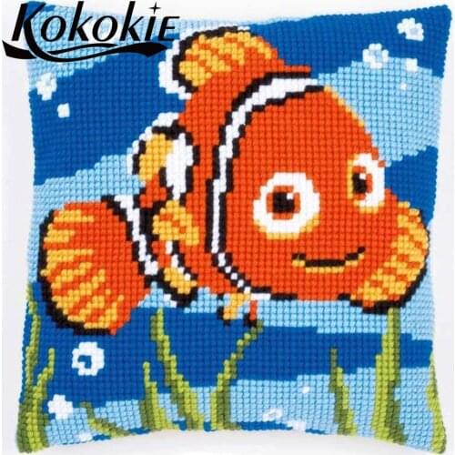 Cross stitch kits material for handicraft Needlework Sets accessories For Embroidery yarn pillowcase fish pattern throw pillow