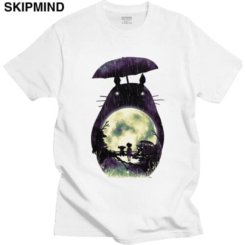 Novelty My Neighbor Totoro Tshirt for Men 100% Cotton Leisure T-shirt Short Sleeved Japanese Anime Miyazaki Hayao Fan Tee Shirt