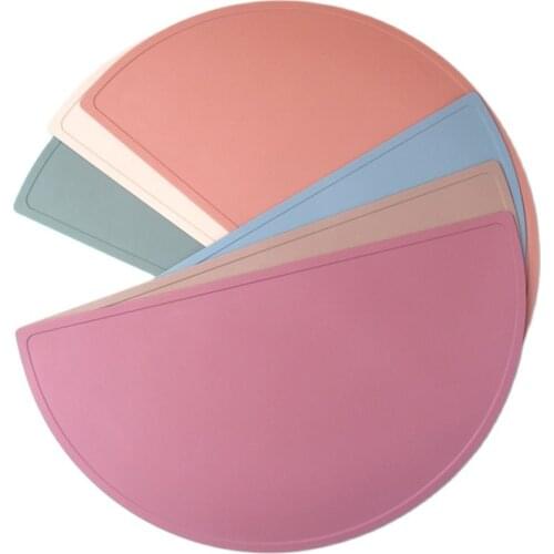 Solid Color Silicone Round Placemat Kids Food Grade Silicone Table Pad Waterproof heat insulation Childrens eating Accessorie