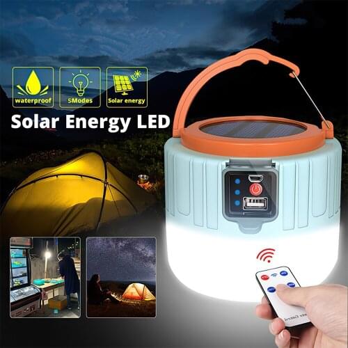 Outdoor Solar Camping Light Waterproof LED Portable Lantern With Remote Control Rechargeable Super Bright Tent Light