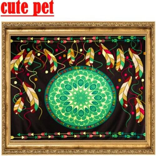 DIY puzzle Indian motifs handmade 5D diamond cross stitch Mosaic art painting square drill round diamond new home decorative