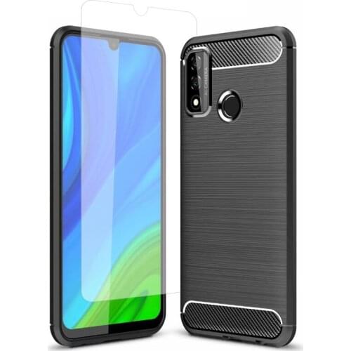 Full-Body Protective Phone Cover Shock-Absorption Flexible TPU Rubber Case with Screen Protector for huawei P SMART 2020