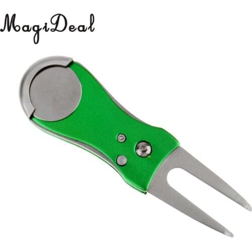 MagiDeal Portable Golf Marker Pitch Mark Divot Repair Switchblade Tool Golfer Kit 1/4/6 Golf Training Divot Repair Acc Gift