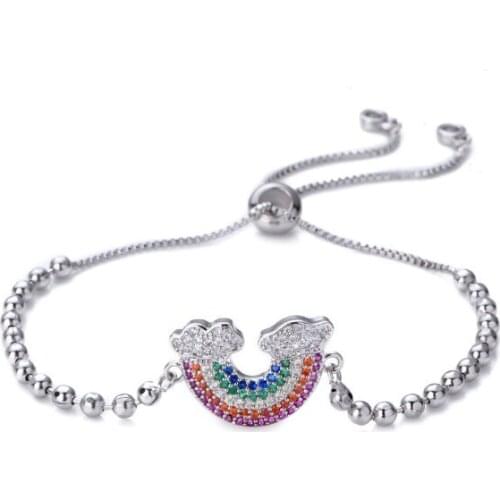 Rainbow multicolor micro pave cz zircon cubic zirconia Bracelet Adjustable silicone silver gold plated Charm Snake Chain ihj45