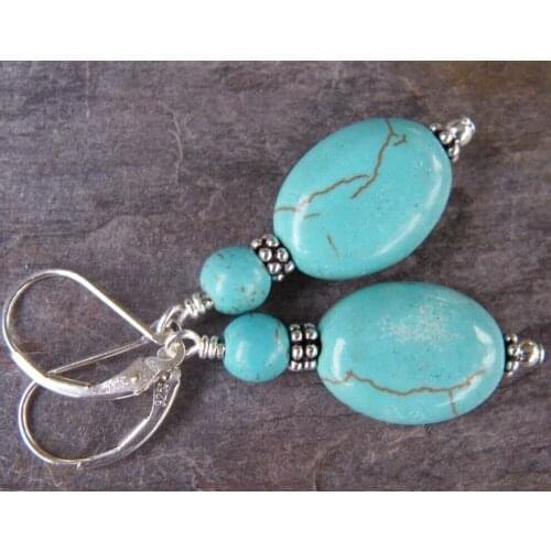 Ry00583 Fashion Handmade 13x18mm Blue Leverbacks Earring
