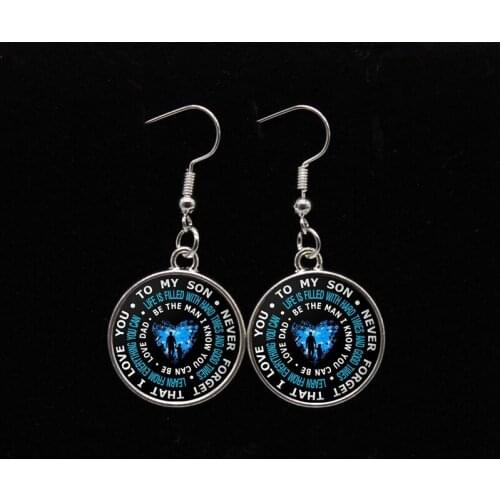 2020 New Father and Son Fashion Charm Earrings for My Son Will Never Forget I Love You Neclas