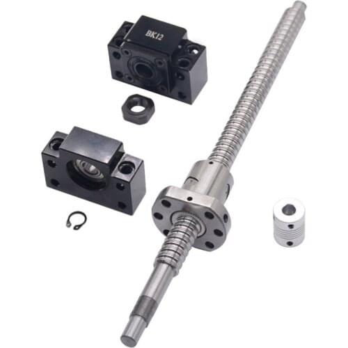 SFU1605 set:SFU1605 rolled ball screw C7 with end machined + 1605 ball nut + BK/BF12 end support + coupler for CNC parts RM1605