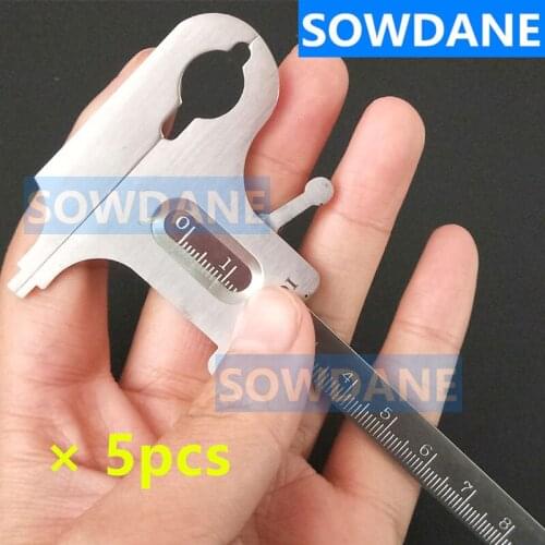 5 pieces Dental Orthodontic Ruler Stainless Steel Dental Ortho Vernier Caliper Gauge Micromete Measuring Rulers Dental Lab Tool