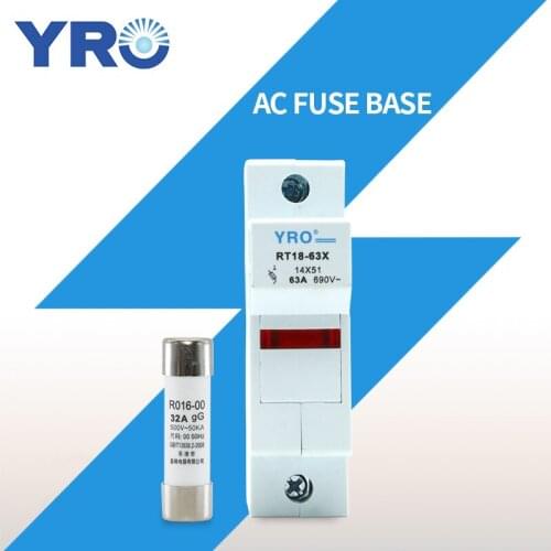 AC 1Sets 1P LED Fuse Base 690V With 14x51MM Fast Blow Ceramic Fuse Core 32A 40A 50A 63A RO16