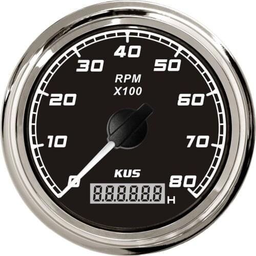 KUS 85mm 3-3/8" black faceplate tachometer FMHB-8KL for marine car