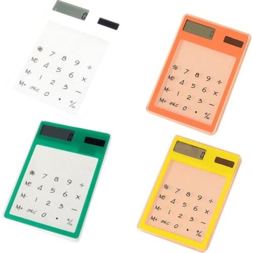 Ultra Slim Mini Transparent Solar Powered LCD Touh Screen Student Calculator