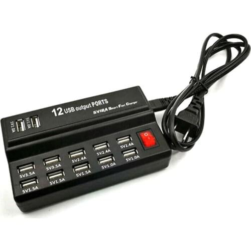 12 Ports USB Charger 3.5A 2.4A 1.5A 1A Quick Charge Universal Adapter with ON/OFF Switches For iPhone iPad Samsung Mobile Phone