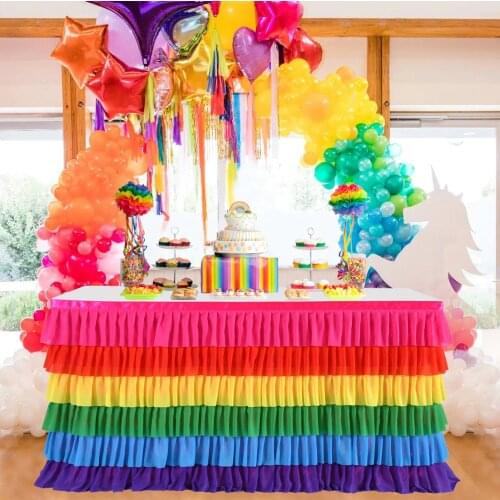 6 Layer Tulle Table Skirt Tutu Table Skirts Tableware Baby Shower Birthday Party Decorations Banquet Wedding Home Party Supplies