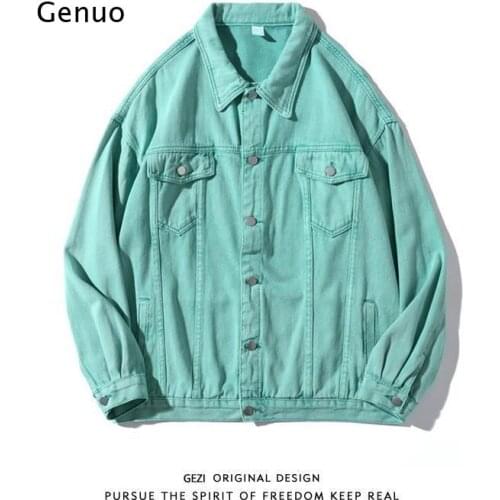 Retro distressed solid color lapel denim jacket women spring and autumn plus size loose street hip-hop casual jacket womens 2021