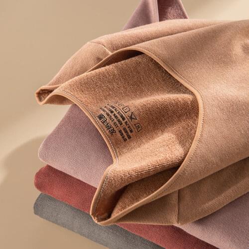 Womens Winter Heat Thermal Underwear Sets Pile Loop Fleece Keep Warm Long Johns Female Tshirts+pants 2 Pieces O-Neck Body Suits