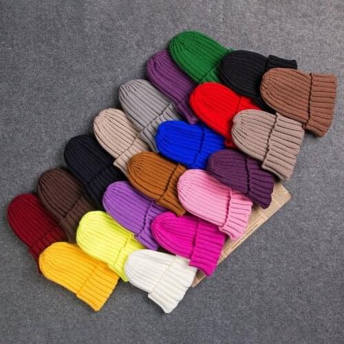 Winter Hats Knitted Solid Color Cute Hat Girls Autumn Female Beanie Caps Warmer Bonnet Ladies Casual Cap Women