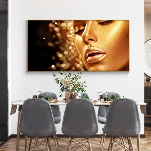 Gold Nude African Art Woman Canvas Painting Posters and Prints Scandinavian Wall Art Home Decor Picture for Living Room