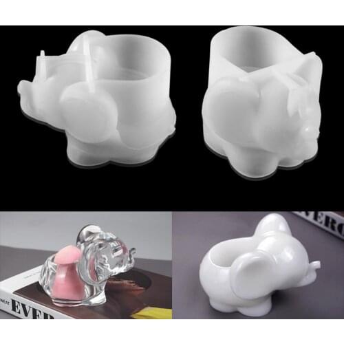 1Pcs 3D Elephant Shape Makeup Storage Silicone Mold Jewelry Storage Box Epoxy Resin Casting Moulds for DIY Resin Crafts Tool