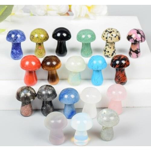 10pcs Mini Crystal Mushroom Statue Natural Stone Quartz Aquarium Kawaii Room Decor Desk Ornaments Home Decoration Accessories