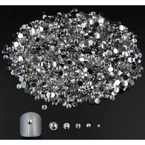 Hot 2-5MM Mixed Sizes 2000pcs Nail Tools Mixed Sizes Clear Crystal Round Glitter Nail Art Decorations Rhinestones For 3D Nail