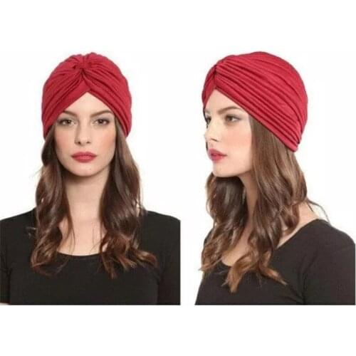 2021 Muslim Crossed Headwrap Durag Turban Hat Solid Color Women Headscarf Bonnet Inner Hijabs Cap Muslim Head Wraps Femme Wrap