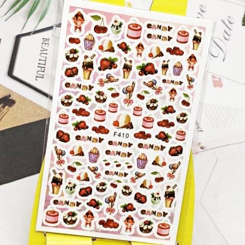 3D Nail Sticker Decals Sweet Strawberry Cake Design Nail Art Decorations Stickers Slider Manicure Accessories Nails Decoraciones