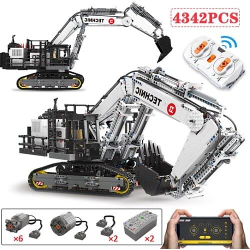 4342 Pcs City Engineering Technical APP RC Excavator Car Bricks Remote Control Vehicle Building Blocks Educate Toys For Children