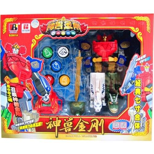5 In 1 Action Figure Transformation Robot Children Toys Gifts Dinosaur Ranger Assemble Megazord