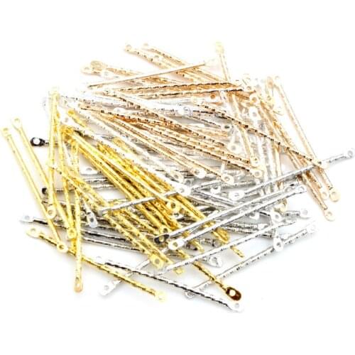 50Pcs/lot 15-40mm Double Cylinder Bar Earrings Connecting Stripes For DIY Jewelry Making Earring Pins Findings Supplies
