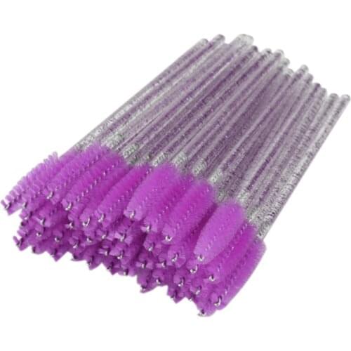 50Pcs Disposable Eyelash Brushes Eyelashes Extension Tools Eyelash Brush Diamond Handle Mascara Wands Eyelashes Cosmetics Tool